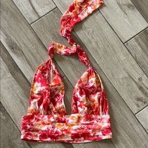 Floral Halter Bikini Top